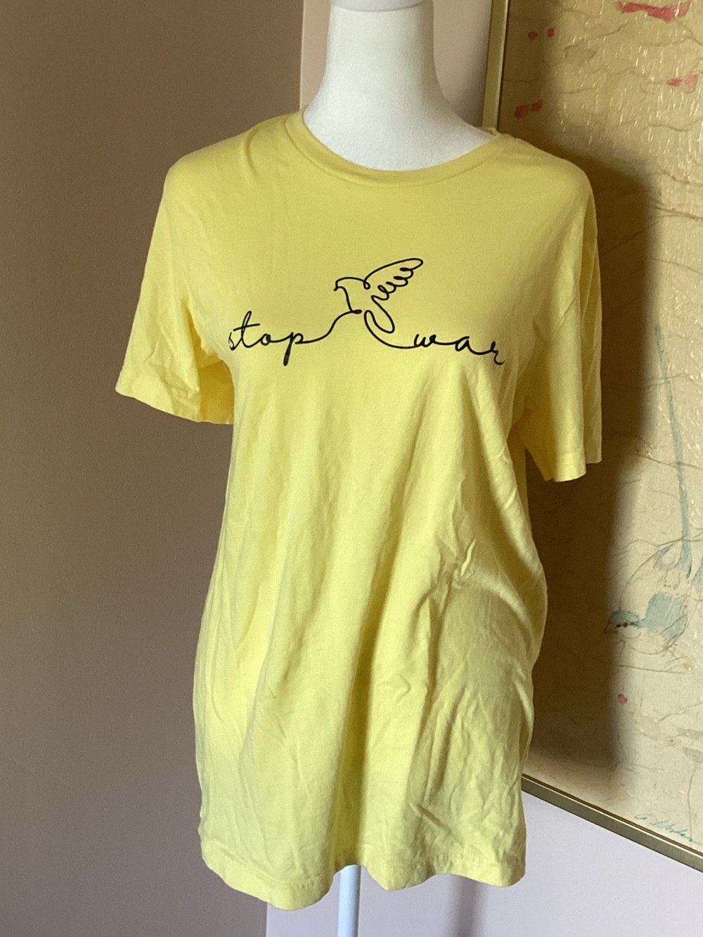 Yellow "Stop War" Graphic Tee